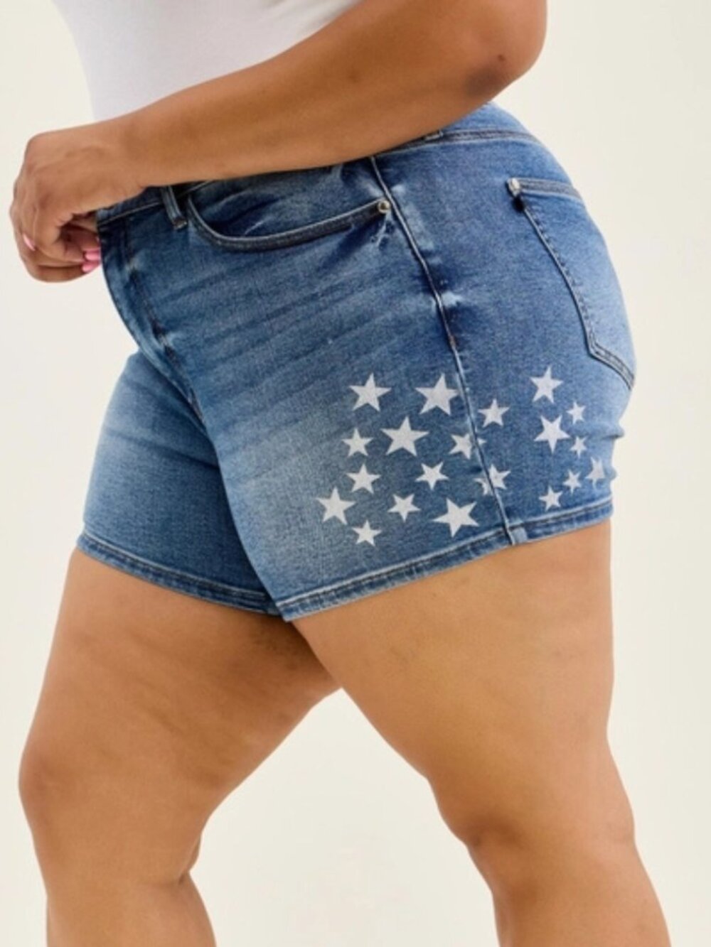 Judy Blue Star Splatter High Waist Denim Shorts - Picture 3 of 6